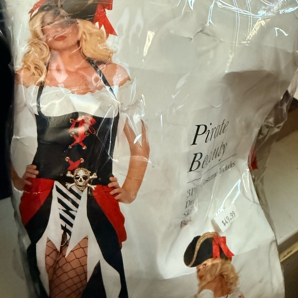 Women's Pirate Costume Dress in Black, Red & White